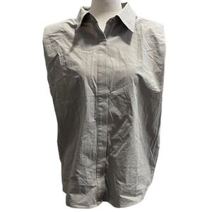 Moodie Womens Tunic Top Size Medium Beige Sleeveless Button Down Career